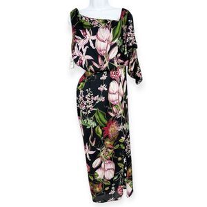 Katie May NWT One‎ Shoulder Floral Print Midi Dress Tropical Botanical Size M